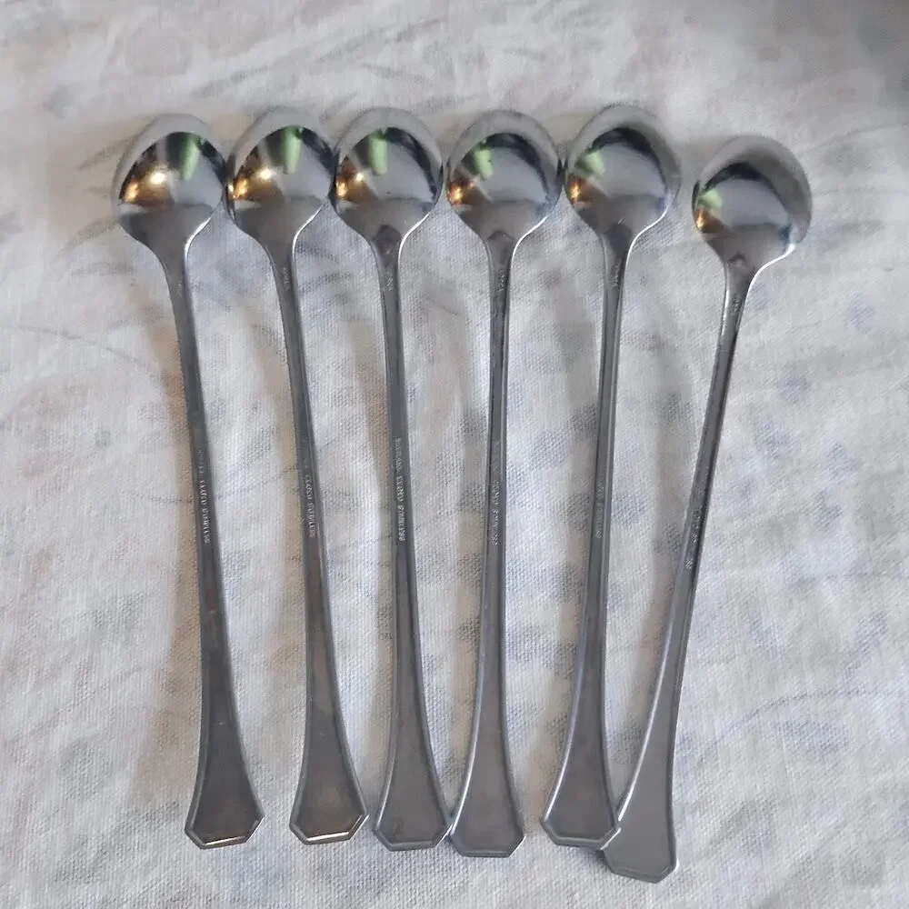 6 Michael Lloyd MLL10 Stainless Iced Tea Spoons Korea 7 5/8